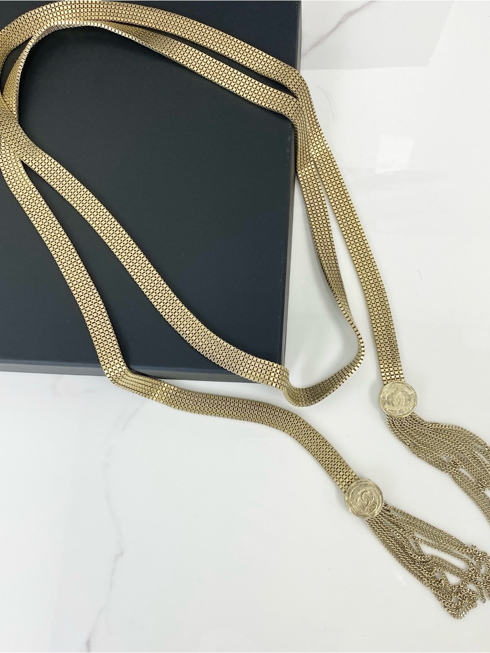 Chanel Chanel Metal CC Coin Fringe Chain Necklace